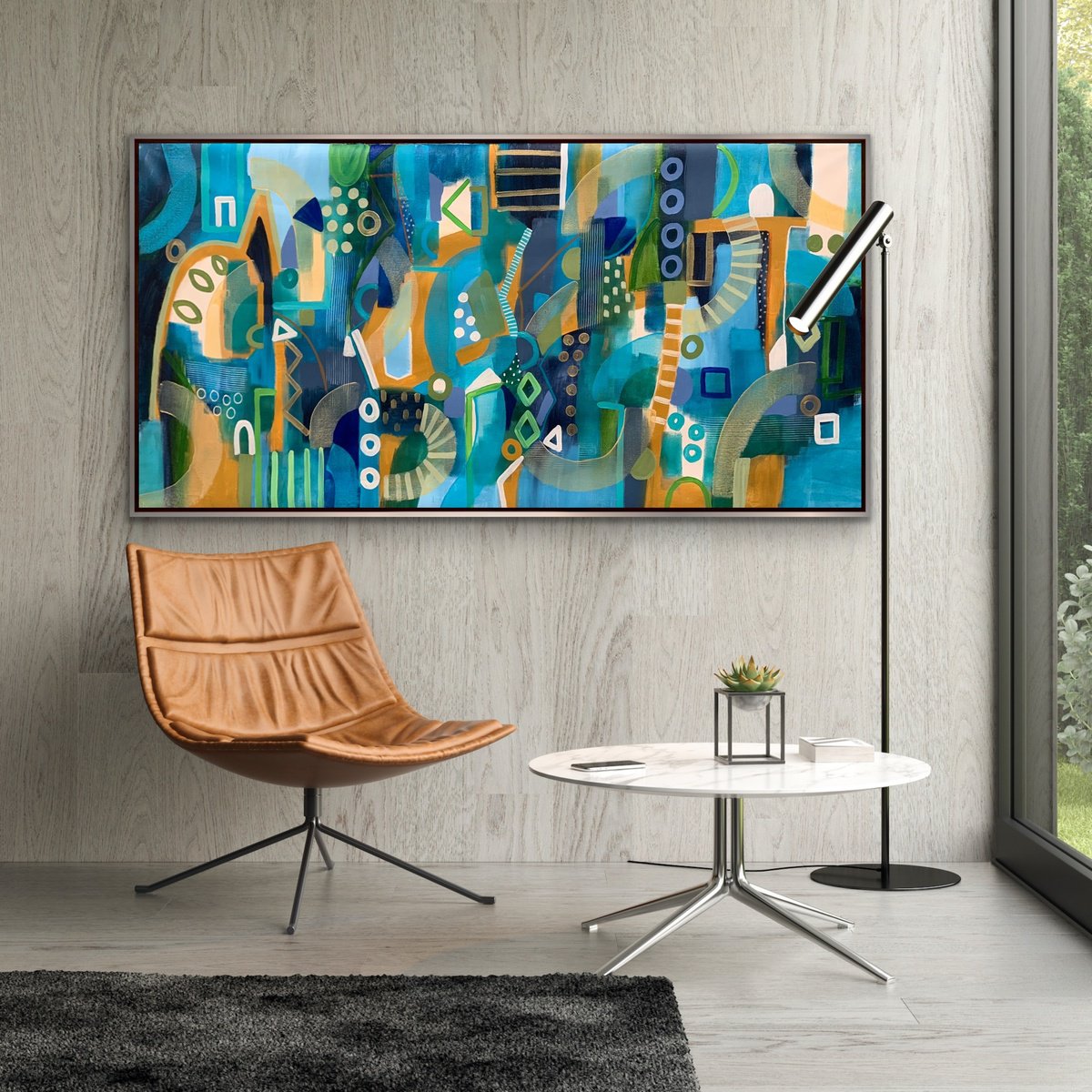 Organic Abstract Acrylic Painting By Rashna Hackett, 72 X 37", Abstract Thinking, Original Artwork