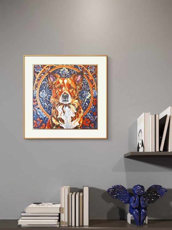 Dog – reduction linocut print
