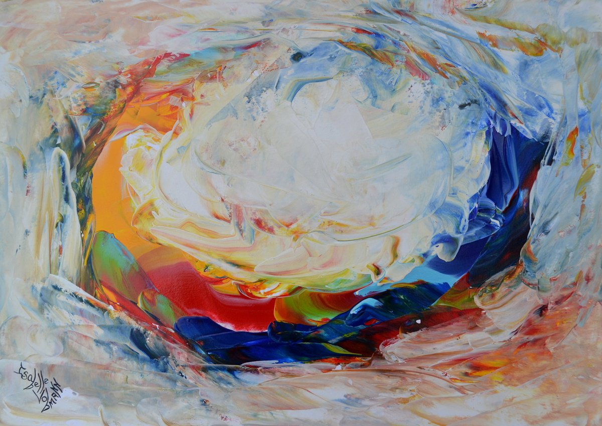 Abstract Acrylic Painting By Isabelle Vobmann, 17 X 12, La Porte Des Etoiles, Original Artwork