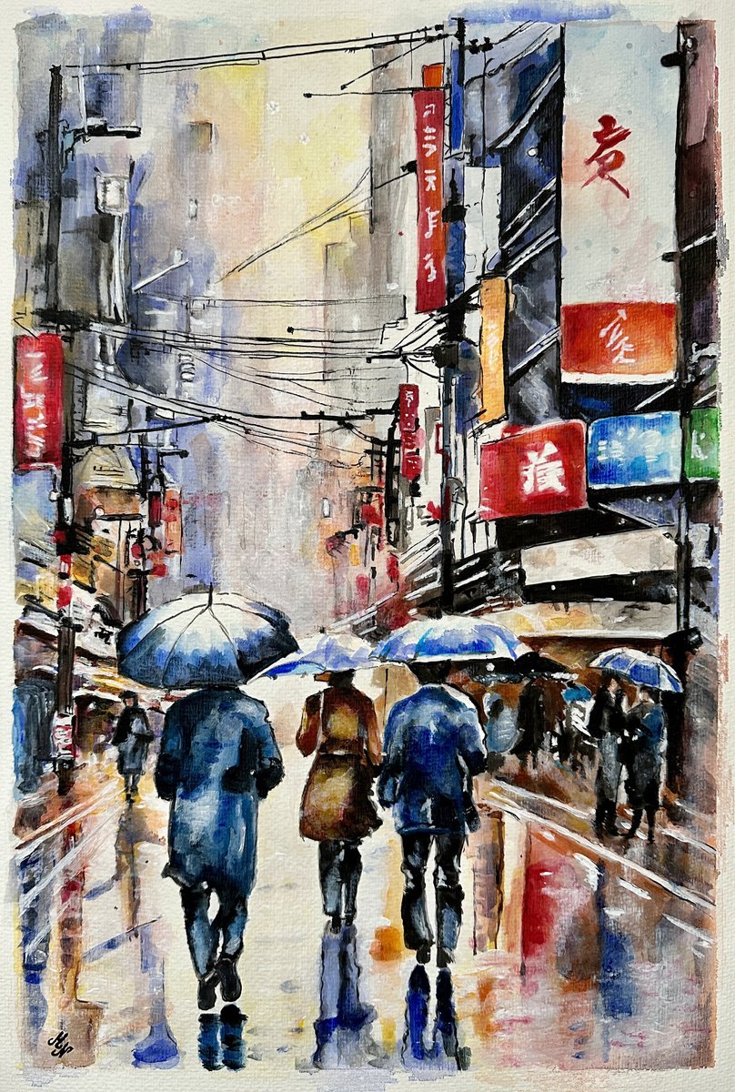 Tokyo in the Rain by Misty Lady - M. Nierobisz