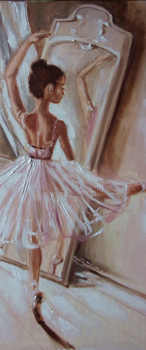 For D. ballerina liGHt ballet ORIGINAL OIL PAINTING, GIFT, PALETTE KNIFE by Monika Luniak