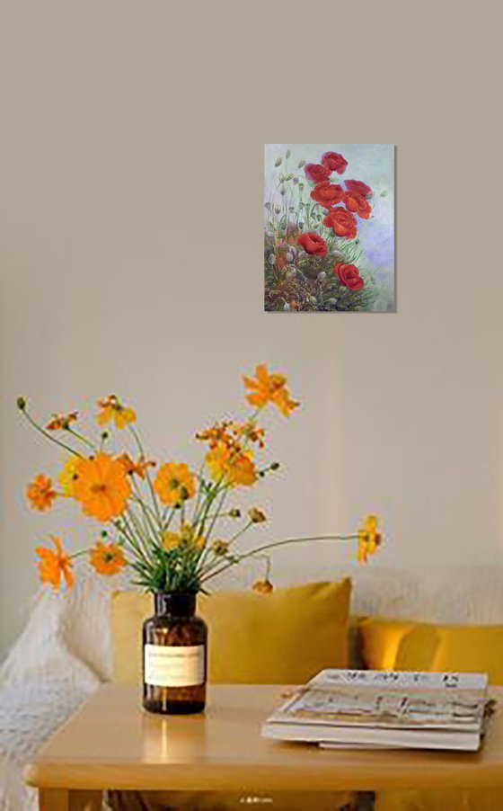 Poppies with wild flowers.