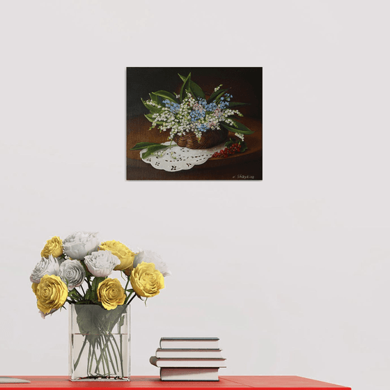 Lily of the Valley in Wicker Basket