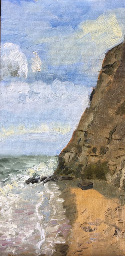 Seaside cliffs, an original impressionist oil painting by Julian Lovegrove Art
