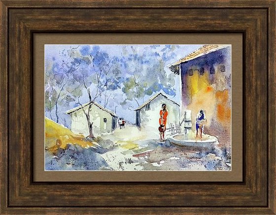 An Indian Village in the dawn