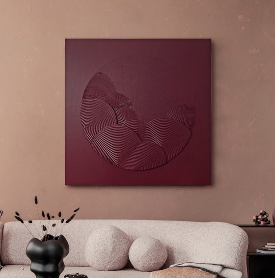 "Burgundy Waves" Abstract burgundy art