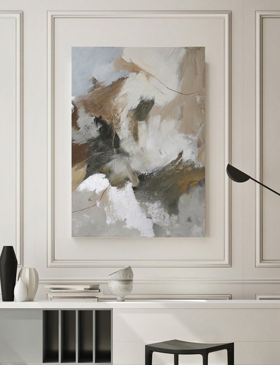 "Velor" Gray brown silver abstract