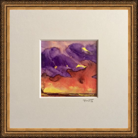 Fire In The Sky  I  Landscape Watercolor