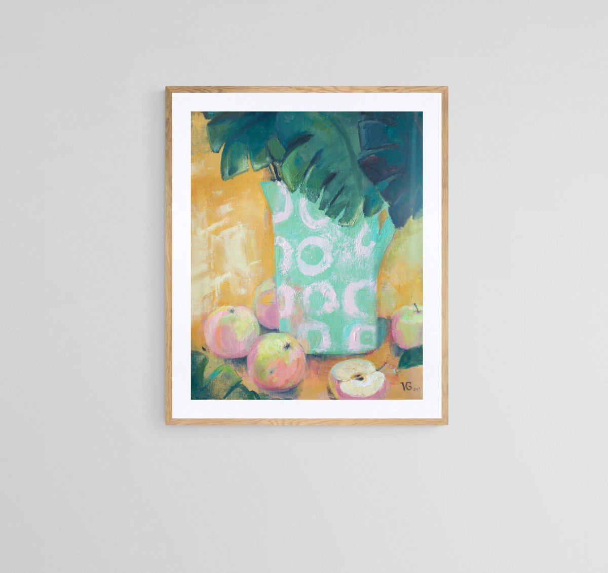 Still life with Monstera and apples by Valentina Gaychuk
