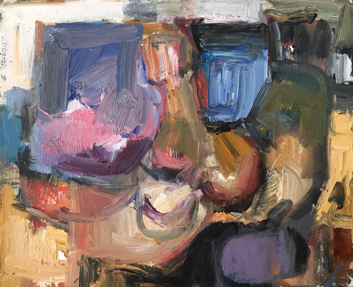 Organic Abstract Oil Painting By Don Keene, 17 X 14, Sunday Preacher, Original Artwork