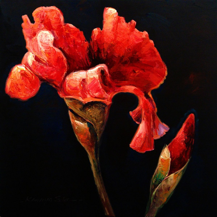 Red Hibiscus Acrylic Painting By Kanayo Ede Artfinder