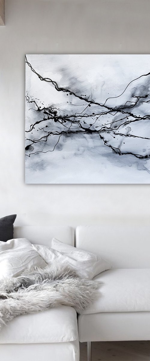 Monochrome Grey Abstract Large by Carol Wood