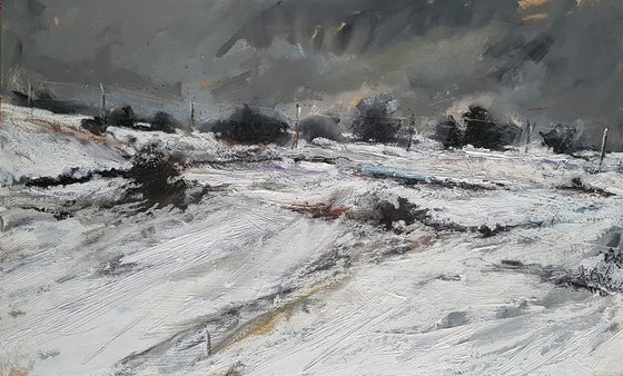 Christmas landscape Yorkshire oil painting 2