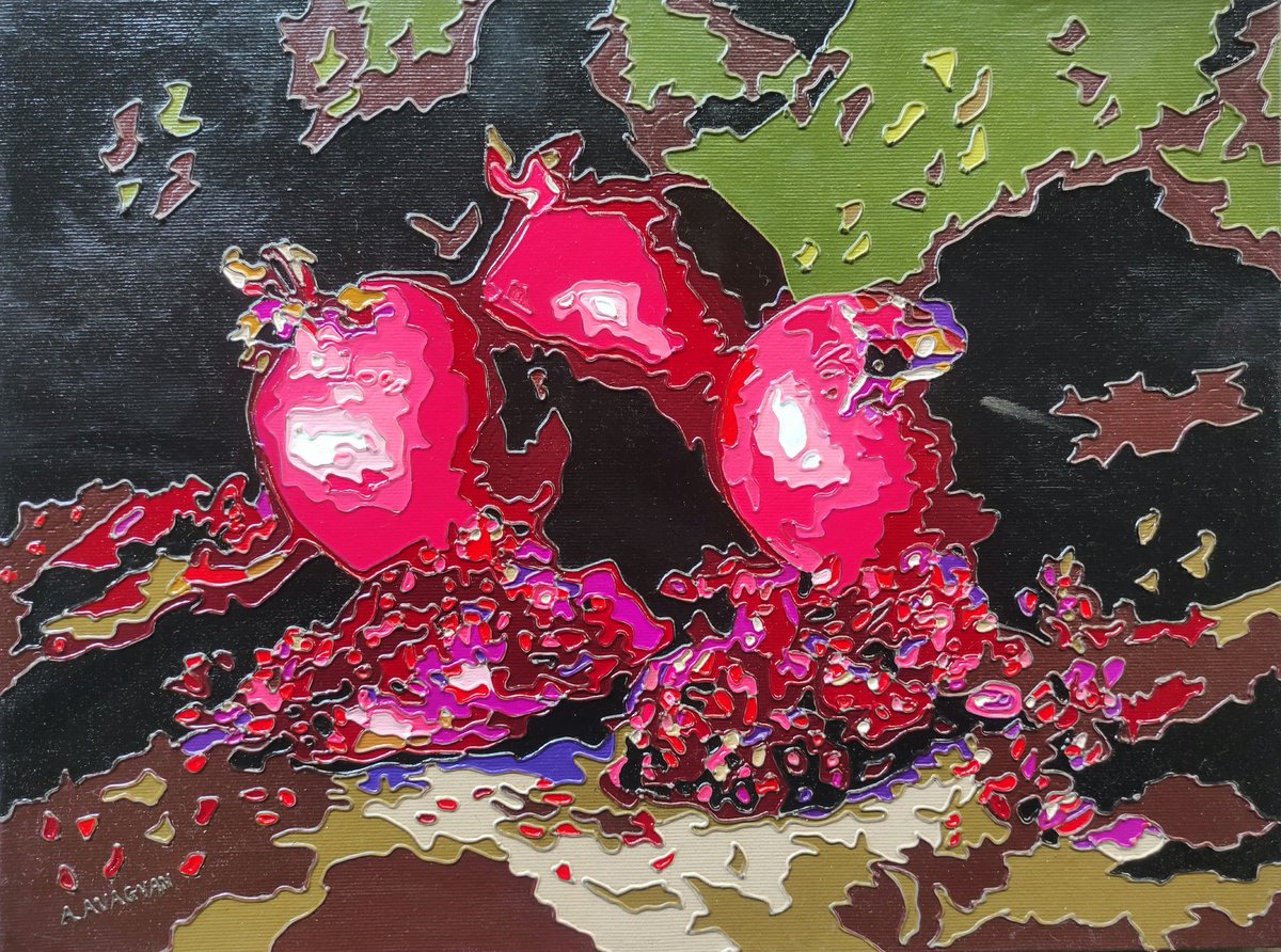 Pomegranates in dark - |Unique style of painting| by Ash Avagyan