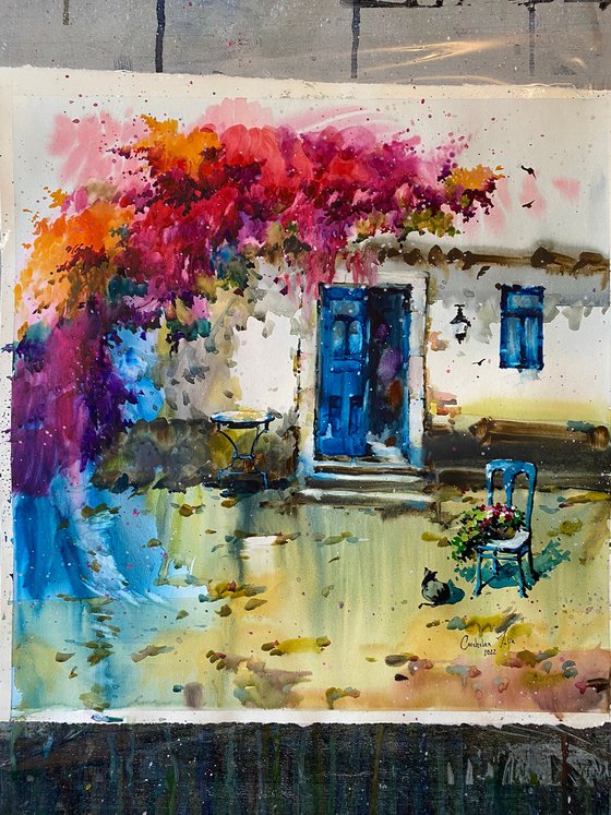 Sold Watercolor “Summer mood. Greece inspired” perfect gift