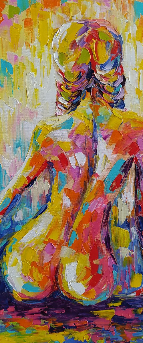 Expectation - nude, erotic, nu, body, woman, woman body, oil painting, gift for him, gift for man, nu by Anastasia Kozorez