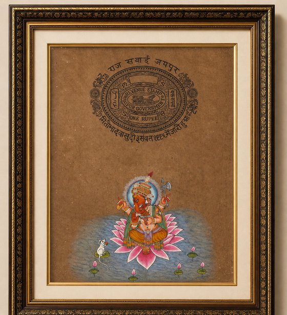 Lord Ganesha on Antique Jaipur Stamp