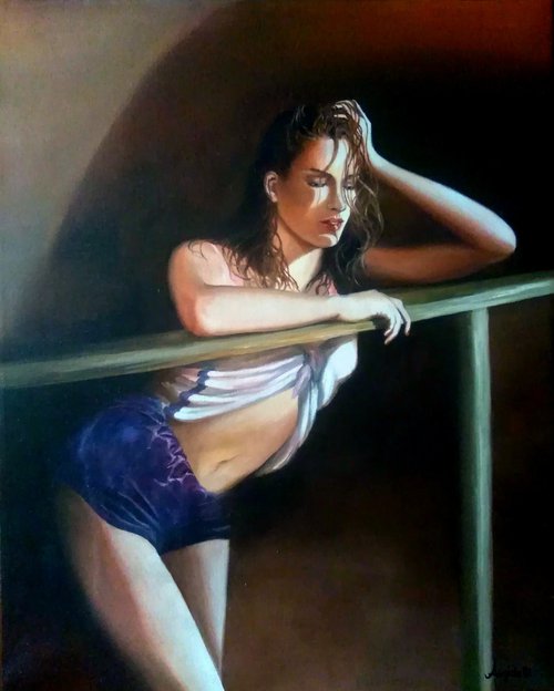 Relax - woman - oil painting by Anna Rita Angiolelli