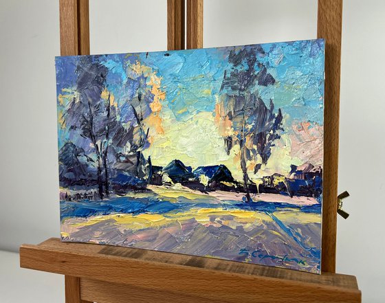 Winter Silence Between Trees and Houses