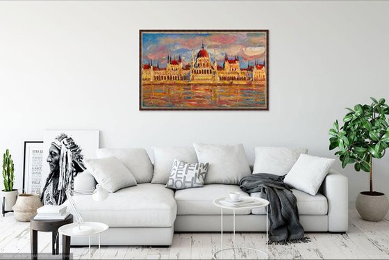 Budapest - Cityscape. Hungary - Architerture parliament - 60x100