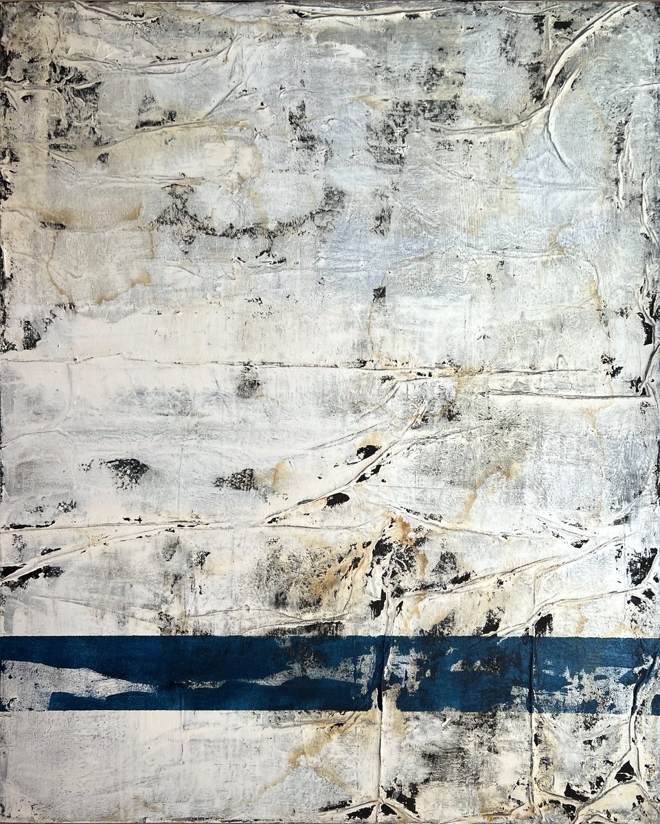 Abstract Painting By Sergio Aranda, 31 X 39", Eroded Patern, Original Artwork