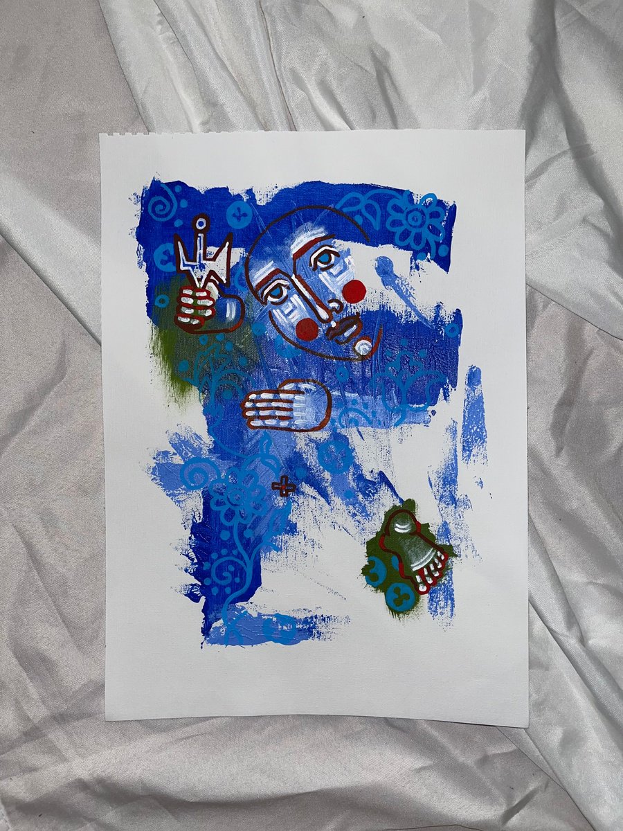 Naive Abstract Acrylic Painting By Yuliia Chaika, 11 X 17", Abstract Painting, Original Artwork