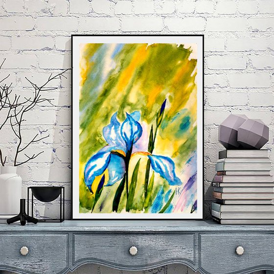 Iris original watercolor painting