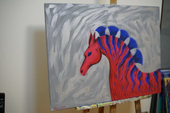 Red zebra-horse