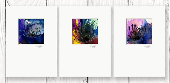 Soul Flower Collection 3 - 3 Flower Paintings by Kathy Morton Stanion