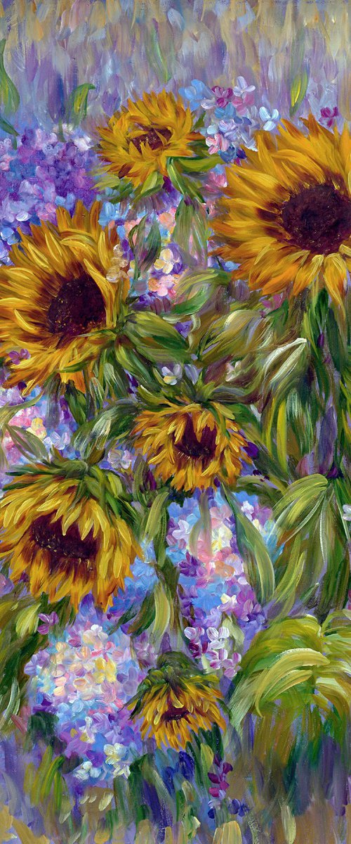 Sunflowers with Lilacs. by Anastasia Woron