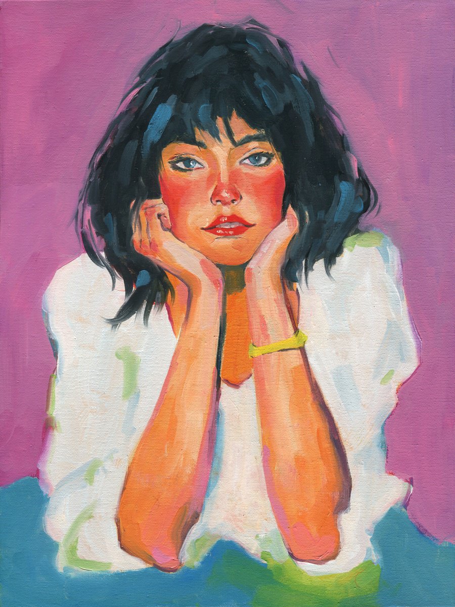 Impressionistic Portrait Oil Painting By Oleksii Iakurin, 12 X 16", Muse, Original Artwork