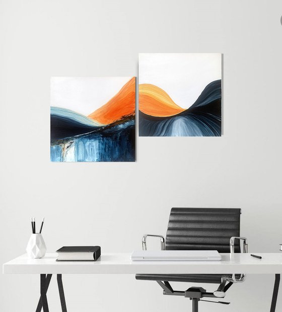 Amber Flowlines – Blue Orange Landscape
