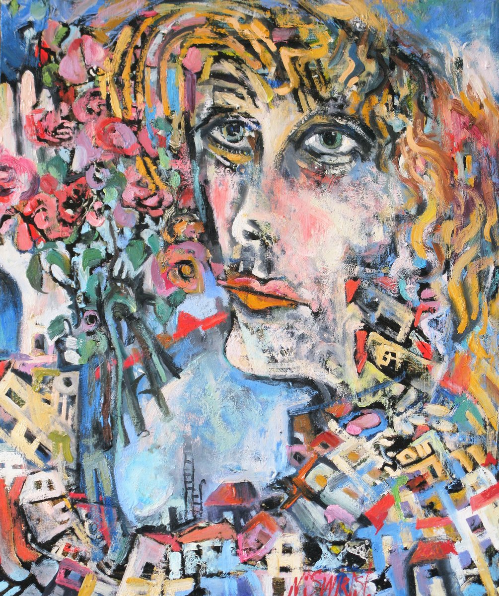 Impressionistic Cityscapes Oil Painting By Nikifor Swiristuhin, 20 X 24", Night Walk., Original Artwork