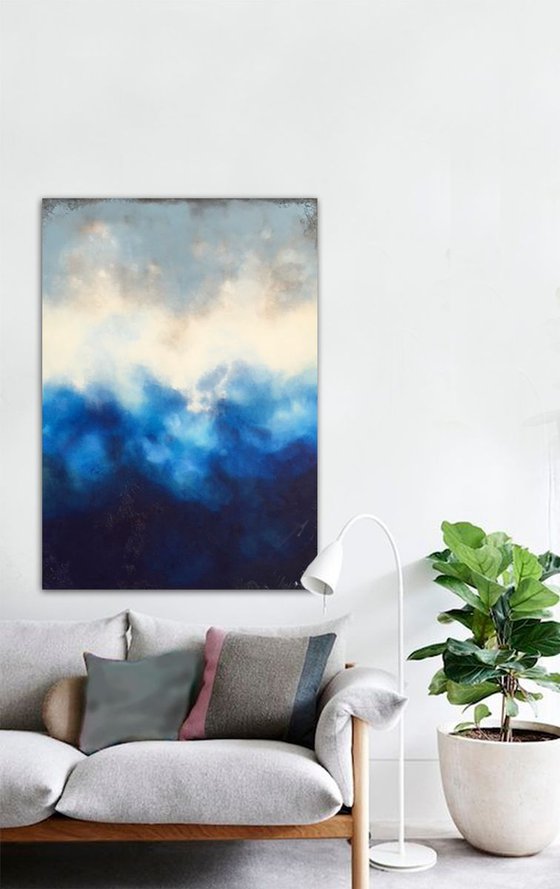 raw blue abstract (120 x 80 cm)