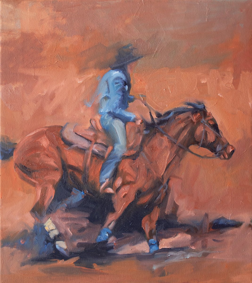 Expressive Animal Oil Painting By Zil Hoque, 18 X 20", Centaur (Study 7), Original Artwork