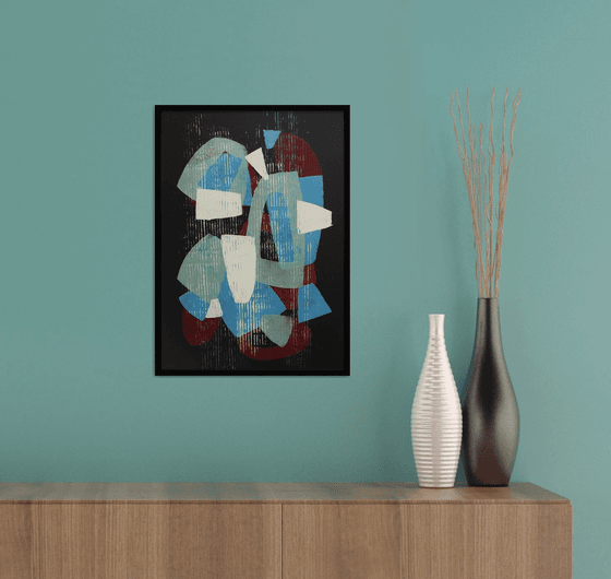 Fractured Black 1 - Incl Frame - Art on paper - A3 - 31x43CM - Ronald Hunter 27S