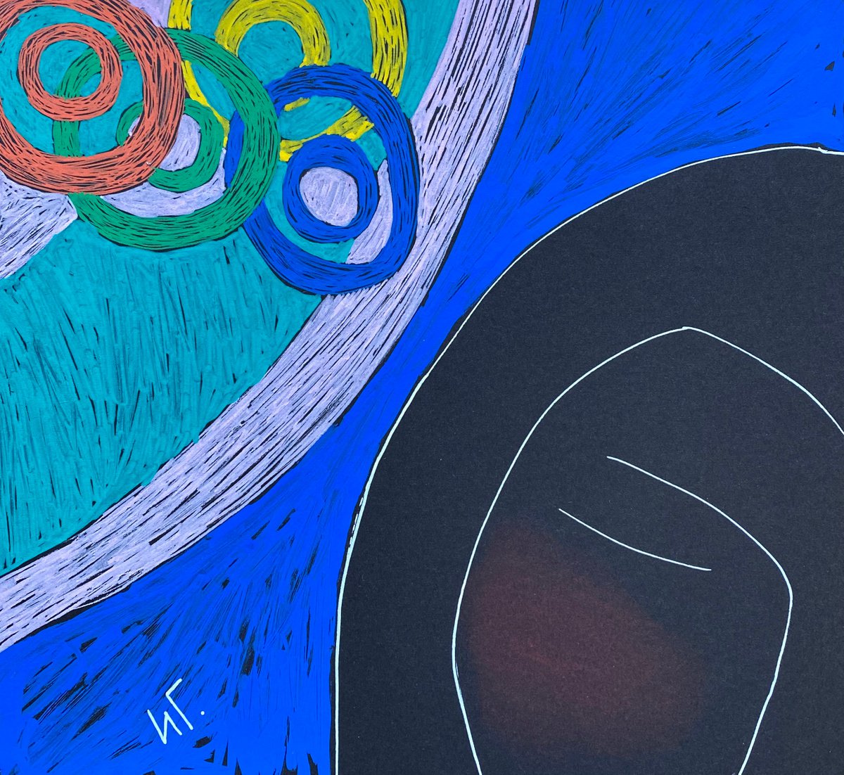 Urban And Pop Portrait Drawing By Irina Goleva, 7 X 7, Beyond, Original Artwork