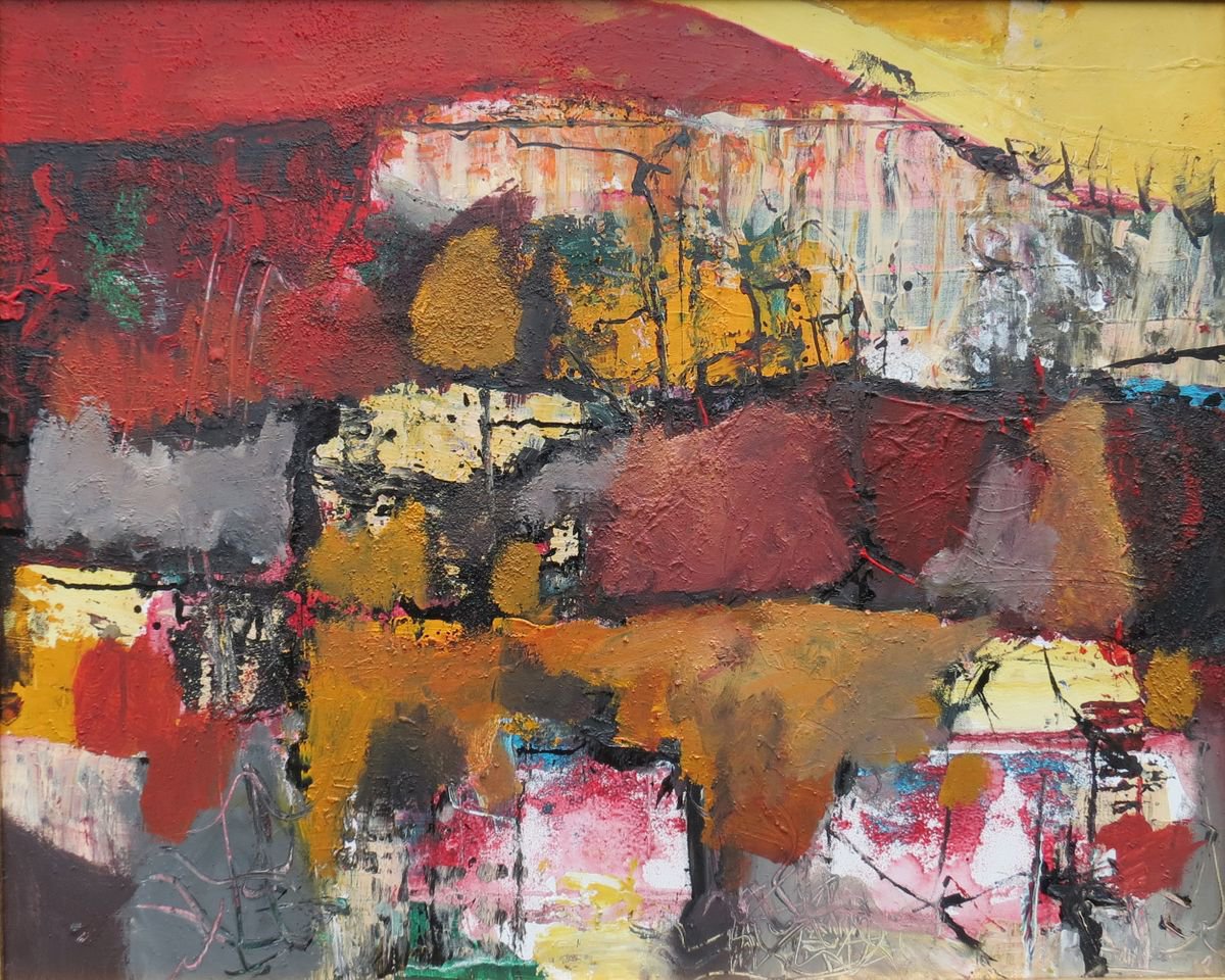 Abstract Painting By Jacques Donneaud, 32 X 26, Abstract Provence, Original Artwork