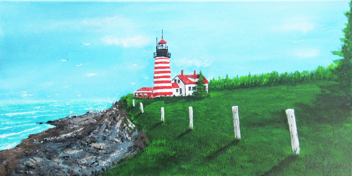 Impressionistic Abstract Acrylic Painting By William F. Adams, 20 X 10", Ocean Breeze, Original Artwork