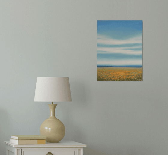 Poppy Flower Field - Blue Sky Landscape