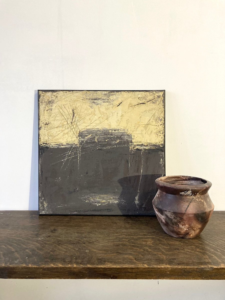 Abstract Acrylic Painting By Jutta Rika Bressem, 16 X 16", Earth Stratification Iv, Original Artwork