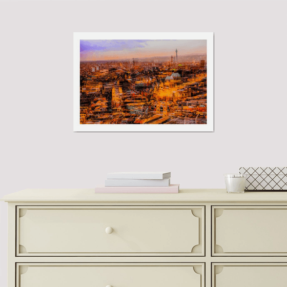 London Views 4. Abstract Aerial View of St Pauls Cathedral and The BT Tower Limited Edition 1/50 15x10 inch Photographic Print
