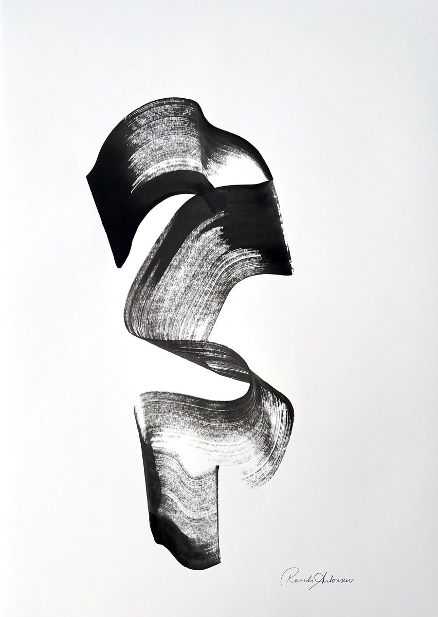 Expressive Abstract Ink Drawing By Randi Antonsen, 17 X 24", Concord Of Sound, Original Artwork