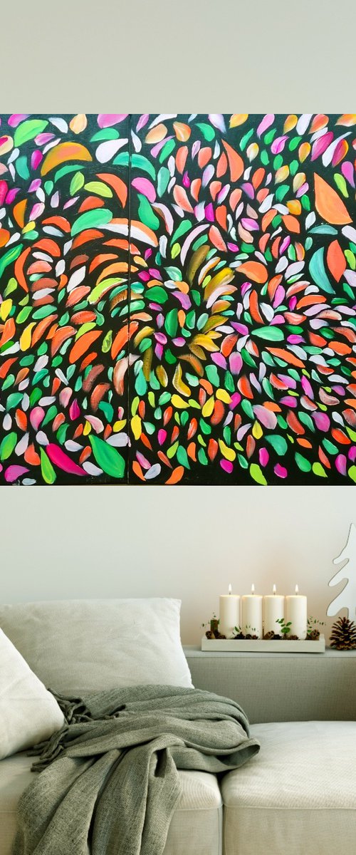 New Year's discount 50% for all art!   Artwork: (diptych)  "THE JOY OF LIVING" by Sanja Jancic