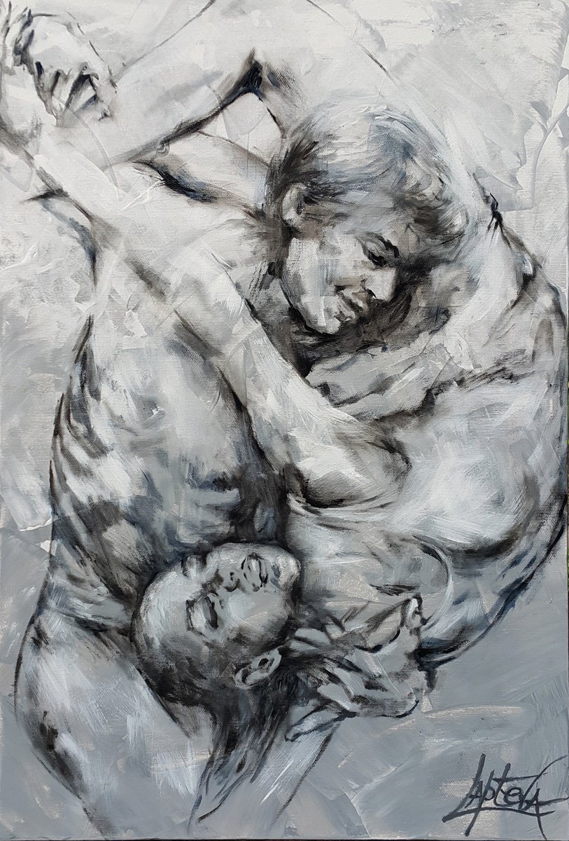 Expressive Portrait Oil Painting By Viktoria Lapteva, 16 X 24", Ballet, Original Artwork