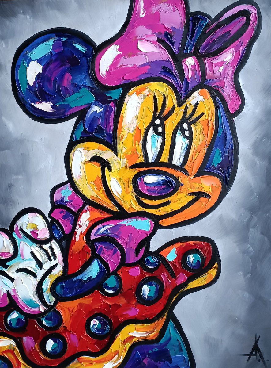 Girl Mickey - oil painting, Mickey Mouse, for children, gift for child, cartoon, cartoon c... by Anastasia Kozorez