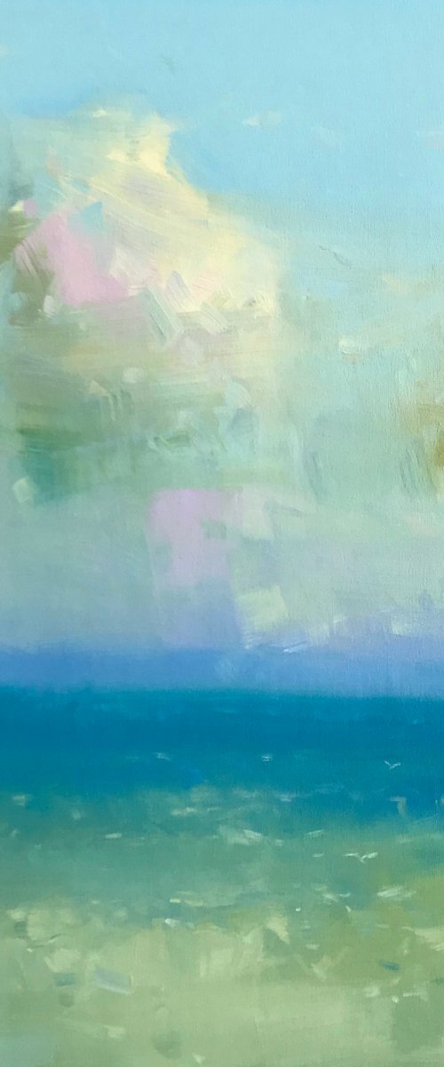 Turquoise Ocean, Original oil painting, Handmade artwork, One of a kind by Vahe Yeremyan