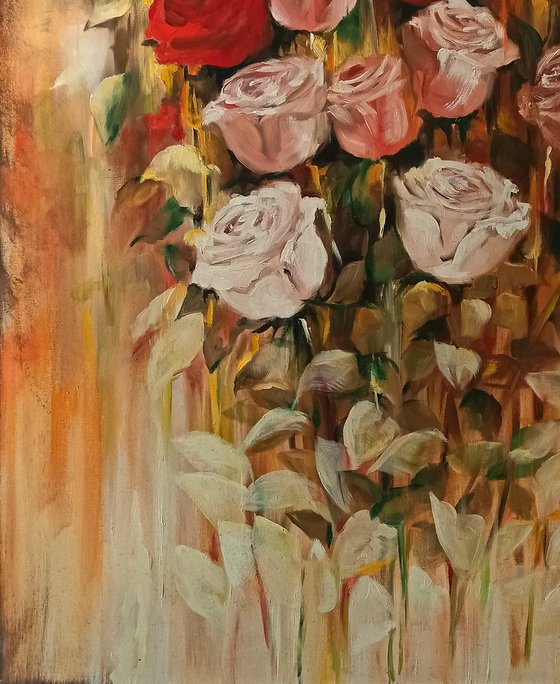 Bouquet of roses - flowers - original painting