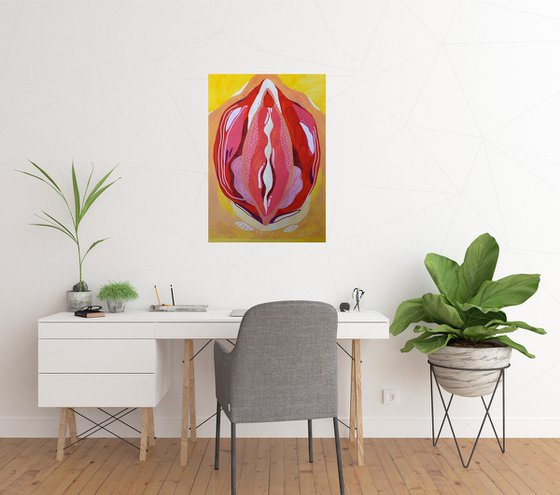 Viva la vulva! Juicy fruit —  PAINTING ORIGINAL GIFT HOME DECOR NAIVE ART OFFICE INTERIOR