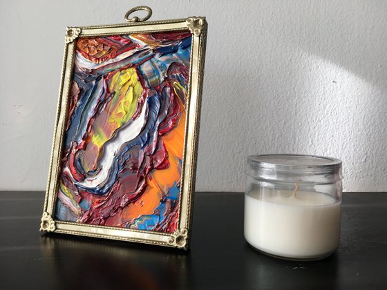 "River Of Life" - Original PMS Micro Painting, Framed - 5" x 8"